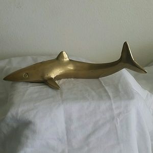 Mid Century Modern Solid Brass Shark Paperweight